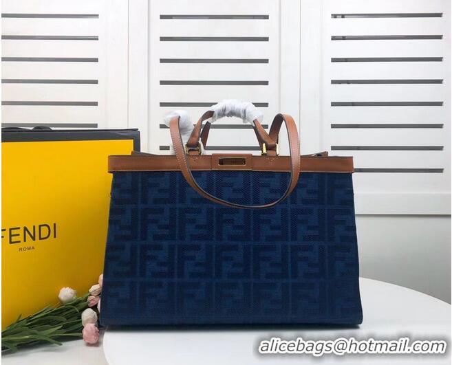 Top Quality FENDI PEEKABOO X-TOTE canvas bag 8BH374A brown&blue