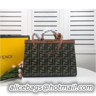 Wholesale FENDI PEEKABOO X-TOTE canvas bag 8BH374A brown&green