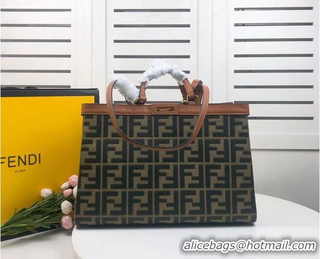 Wholesale FENDI PEEKABOO X-TOTE canvas bag 8BH374A brown&green