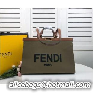 Free Shipping FENDI PEEKABOO X-TOTE canvas bag 8BH374B green