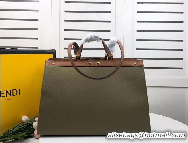 Free Shipping FENDI PEEKABOO X-TOTE canvas bag 8BH374B green