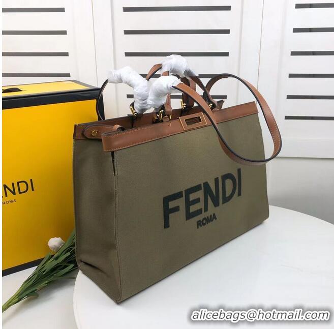 Free Shipping FENDI PEEKABOO X-TOTE canvas bag 8BH374B green