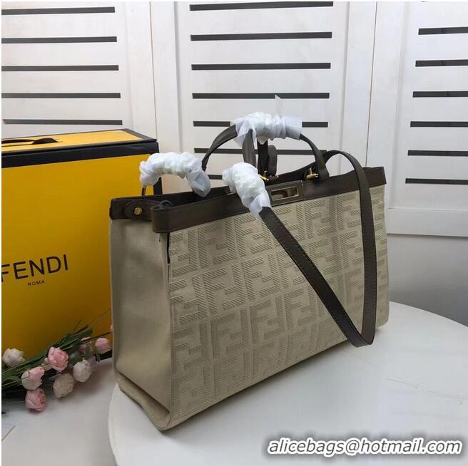 Buy Discount FENDI PEEKABOO X-TOTE canvas bag 8BH374A beige