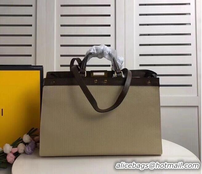 Buy Discount FENDI PEEKABOO X-TOTE canvas bag 8BH374A beige