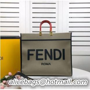 Hot Sell FENDI SUNSHINE LARGE Green flannel shopper 8BH372