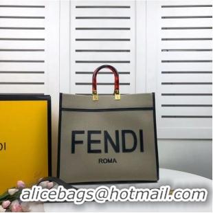 New Luxury FENDI SUNSHINE LARGE flannel shopper 8BH371 green