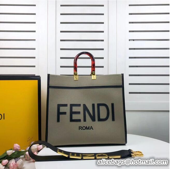 New Luxury FENDI SUNSHINE LARGE flannel shopper 8BH371 green