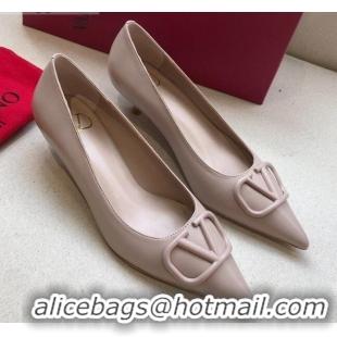 AAAAA Valentino VLogo Lambskin Narrow Toe 4.5cm Low-Heel Pump 072864 Dark Pink