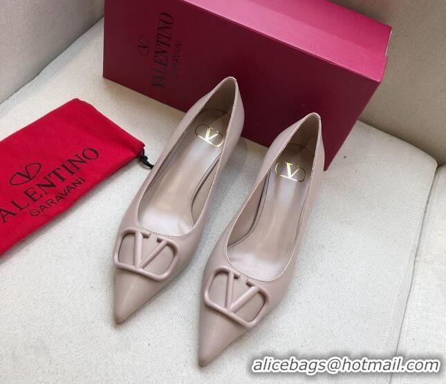 AAAAA Valentino VLogo Lambskin Narrow Toe 4.5cm Low-Heel Pump 072864 Dark Pink