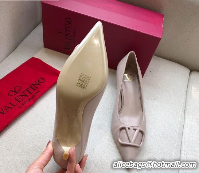 AAAAA Valentino VLogo Lambskin Narrow Toe 4.5cm Low-Heel Pump 072864 Dark Pink