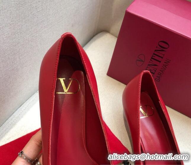 Perfect Valentino VLogo Lambskin Narrow Toe 4.5cm Low-Heel Pump 072864 Red