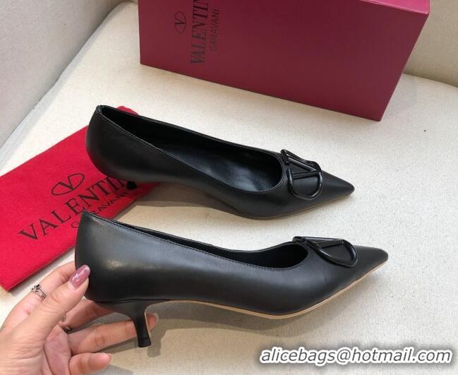 Good Looking Valentino VLogo Lambskin Narrow Toe 4.5cm Low-Heel Pump 072864 Black