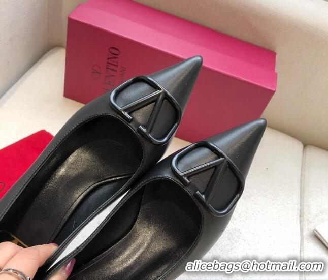 Good Looking Valentino VLogo Lambskin Narrow Toe 4.5cm Low-Heel Pump 072864 Black