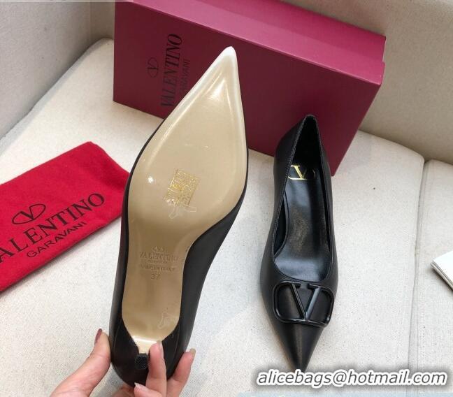 Good Looking Valentino VLogo Lambskin Narrow Toe 4.5cm Low-Heel Pump 072864 Black