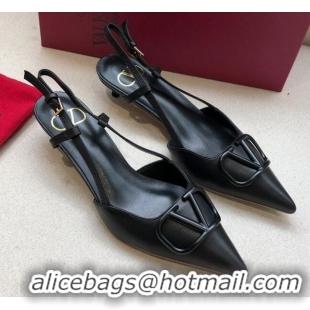 Sophisticated Valentino VLogo Calfskin Slingback Pump With 4cm Heel 073061 Black