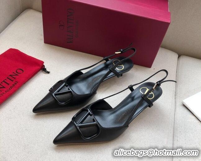 Sophisticated Valentino VLogo Calfskin Slingback Pump With 4cm Heel 073061 Black