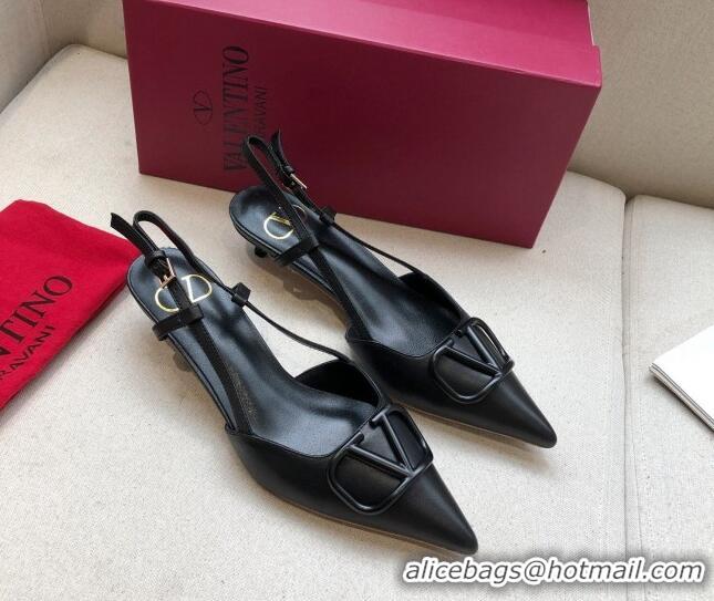 Sophisticated Valentino VLogo Calfskin Slingback Pump With 4cm Heel 073061 Black