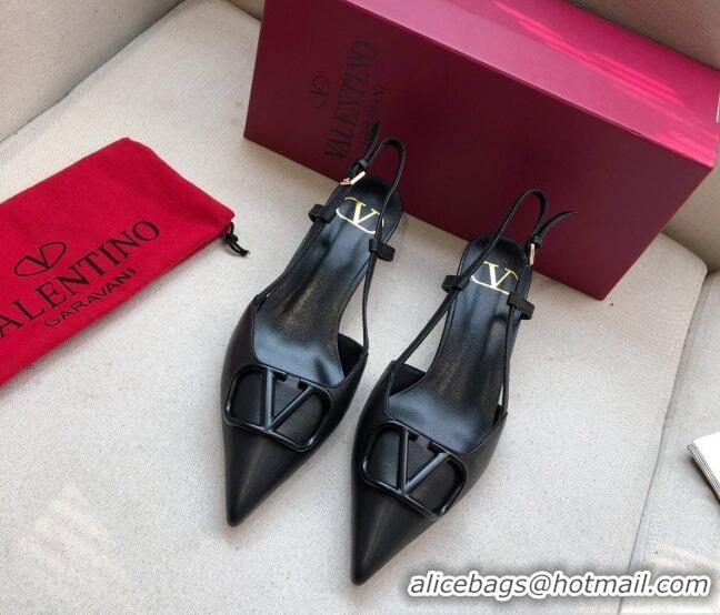 Sophisticated Valentino VLogo Calfskin Slingback Pump With 4cm Heel 073061 Black