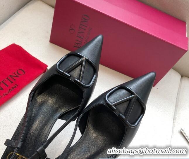 Sophisticated Valentino VLogo Calfskin Slingback Pump With 4cm Heel 073061 Black