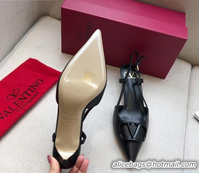 Sophisticated Valentino VLogo Calfskin Slingback Pump With 4cm Heel 073061 Black