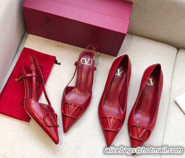 Stylish Valentino VLogo Calfskin Slingback Pump With 4cm Heel 073061 Red