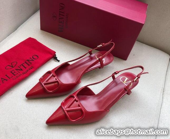 Stylish Valentino VLogo Calfskin Slingback Pump With 4cm Heel 073061 Red