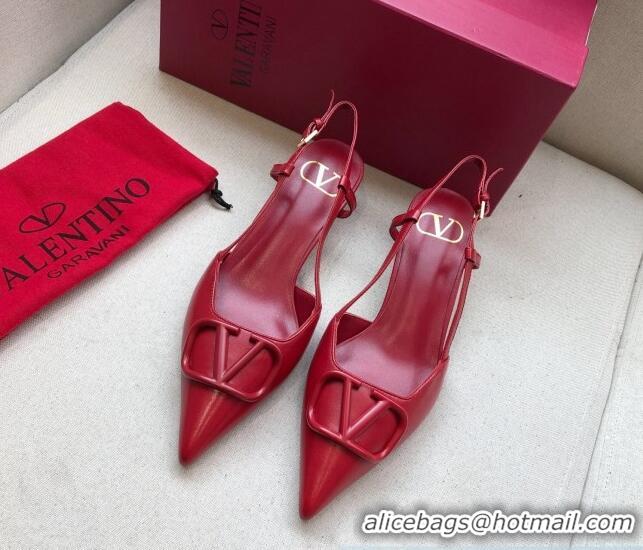 Stylish Valentino VLogo Calfskin Slingback Pump With 4cm Heel 073061 Red