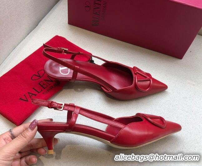 Stylish Valentino VLogo Calfskin Slingback Pump With 4cm Heel 073061 Red