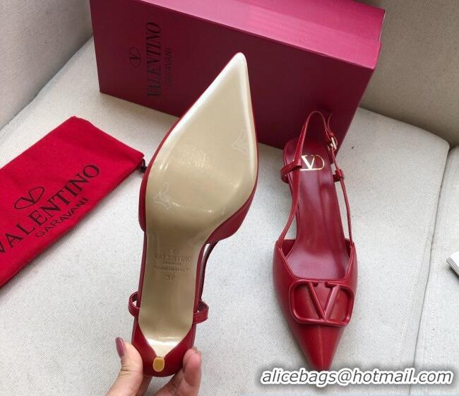 Stylish Valentino VLogo Calfskin Slingback Pump With 4cm Heel 073061 Red