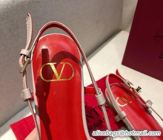 Best Grade Valentino VLogo Signature Calfskin Slingback Ballet Flat 073063 Nude/Red