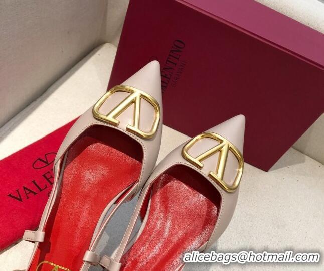 Best Grade Valentino VLogo Signature Calfskin Slingback Ballet Flat 073063 Nude/Red