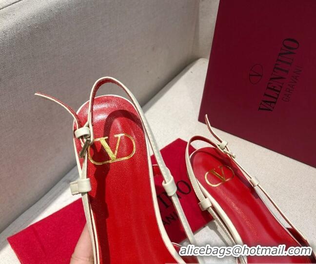 Stylish Valentino VLogo Signature Calfskin Slingback Ballet Flat 073063 White/Gold