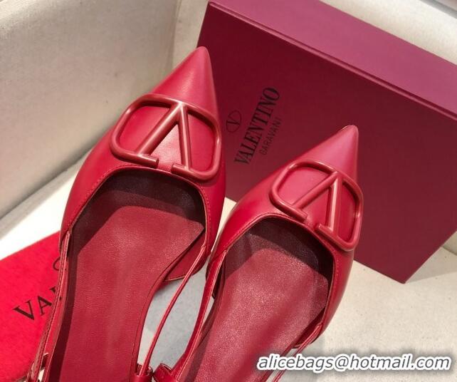 Low Cost Valentino VLogo Signature Calfskin Slingback Ballet Flat 073063 Red