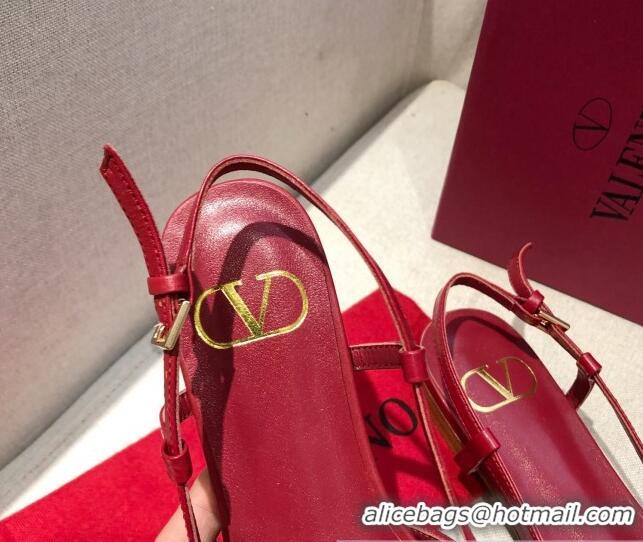 Low Cost Valentino VLogo Signature Calfskin Slingback Ballet Flat 073063 Red