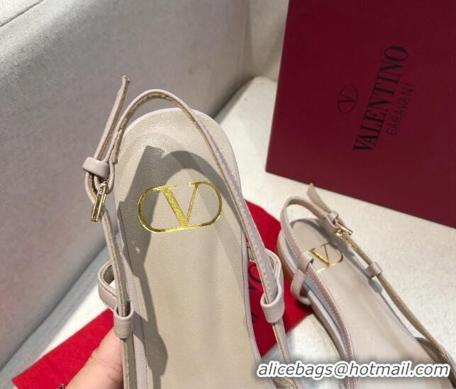 Pretty Style Valentino VLogo Signature Calfskin Slingback Ballet Flat 073063 Nude