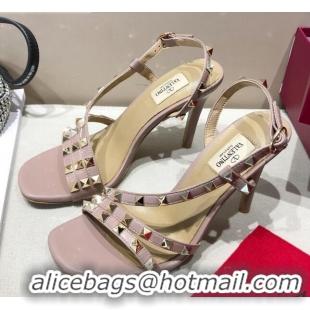 Low Price Valentino Rockstud Calfskin Sandal 85 mm Heel 073070 Pink