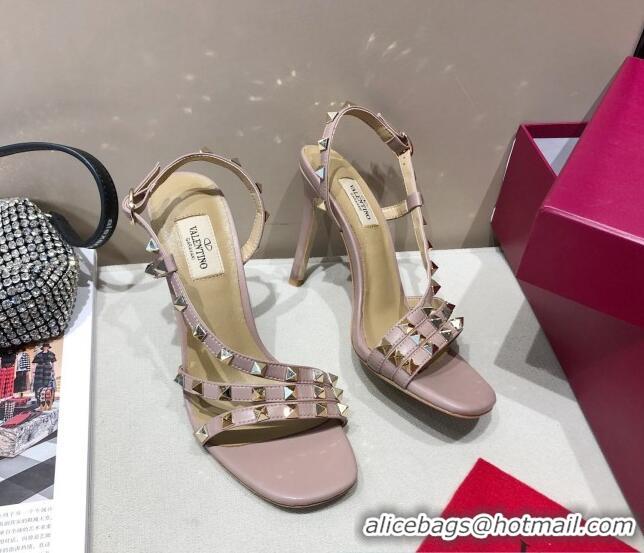 Low Price Valentino Rockstud Calfskin Sandal 85 mm Heel 073070 Pink