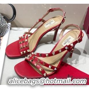 Top Quality Valentino Rockstud Calfskin Sandal 85 mm Heel 073070 Red