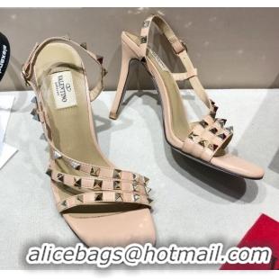 Perfect Valentino Rockstud Calfskin Sandal 85 mm Heel 073070 Beige