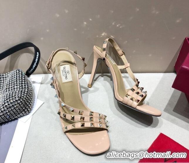 Perfect Valentino Rockstud Calfskin Sandal 85 mm Heel 073070 Beige