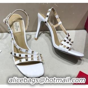 Good Product Valentino Rockstud Calfskin Sandal 85 mm Heel 073070 White