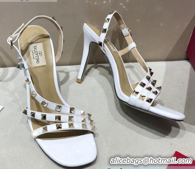 Good Product Valentino Rockstud Calfskin Sandal 85 mm Heel 073070 White