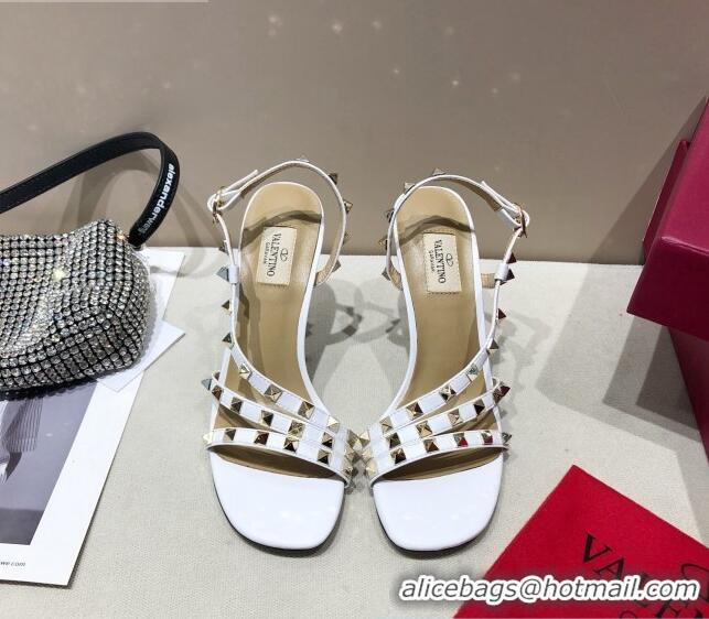 Good Product Valentino Rockstud Calfskin Sandal 85 mm Heel 073070 White