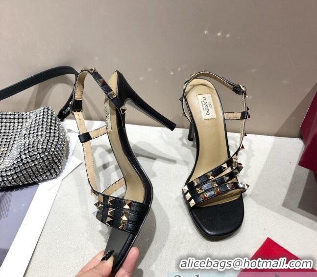 Top Quality Valentino Rockstud Calfskin Sandal 85 mm Heel 073070 Black