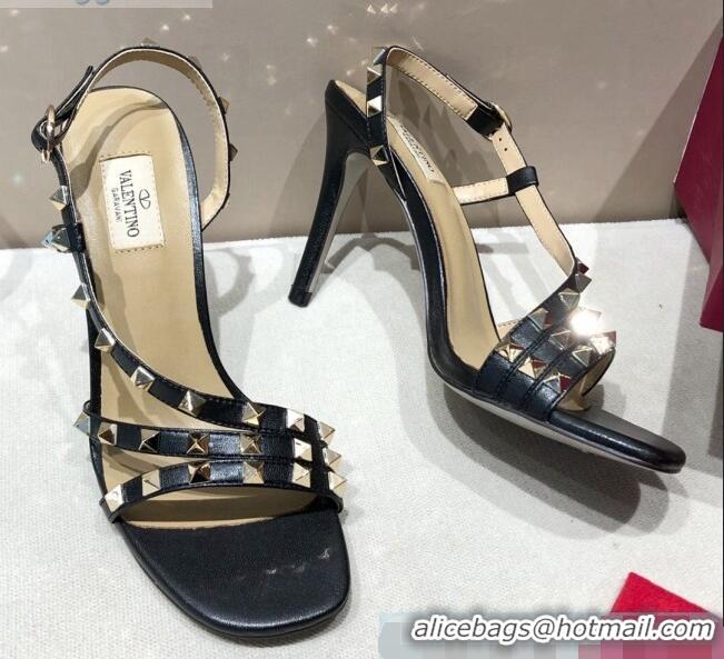 Top Quality Valentino Rockstud Calfskin Sandal 85 mm Heel 073070 Black