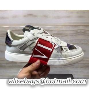 Discount Valentino VL7N Sneaker with Banded Calfskin and Print 080840 Red/Purple