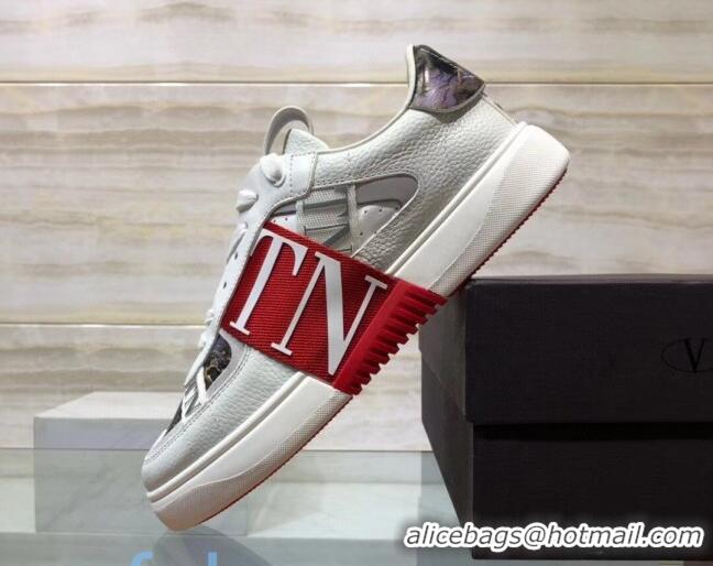 Discount Valentino VL7N Sneaker with Banded Calfskin and Print 080840 Red/Purple