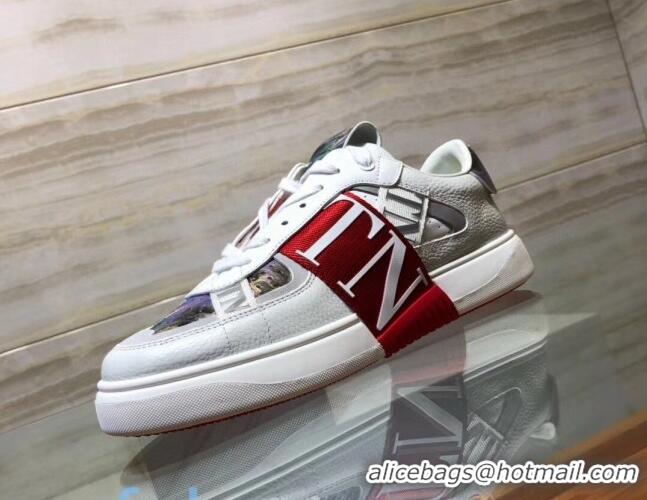 Discount Valentino VL7N Sneaker with Banded Calfskin and Print 080840 Red/Purple