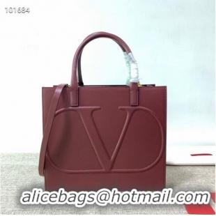 Purchase Best VALENTINO Origianl leather tote V2021 oxblood red