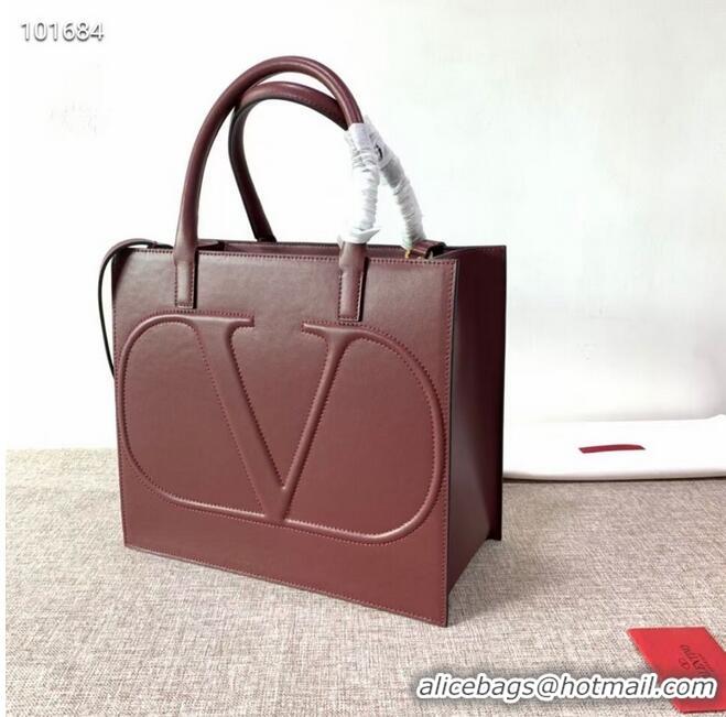 Purchase Best VALENTINO Origianl leather tote V2021 oxblood red